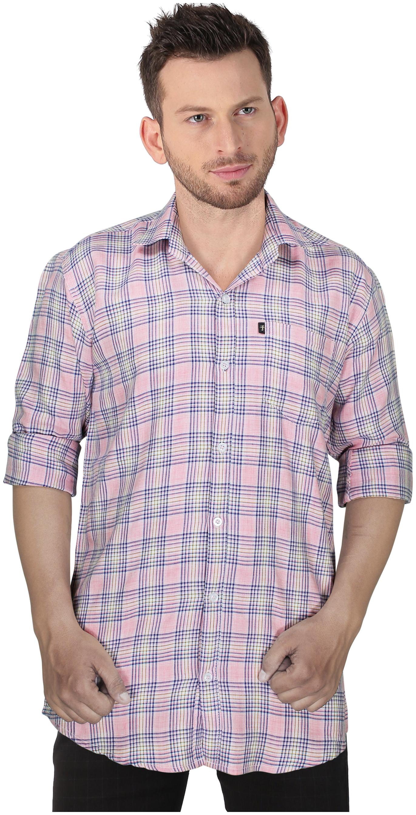 

LEVIZO Men Pink Checked Regular Fit Casual Shirt