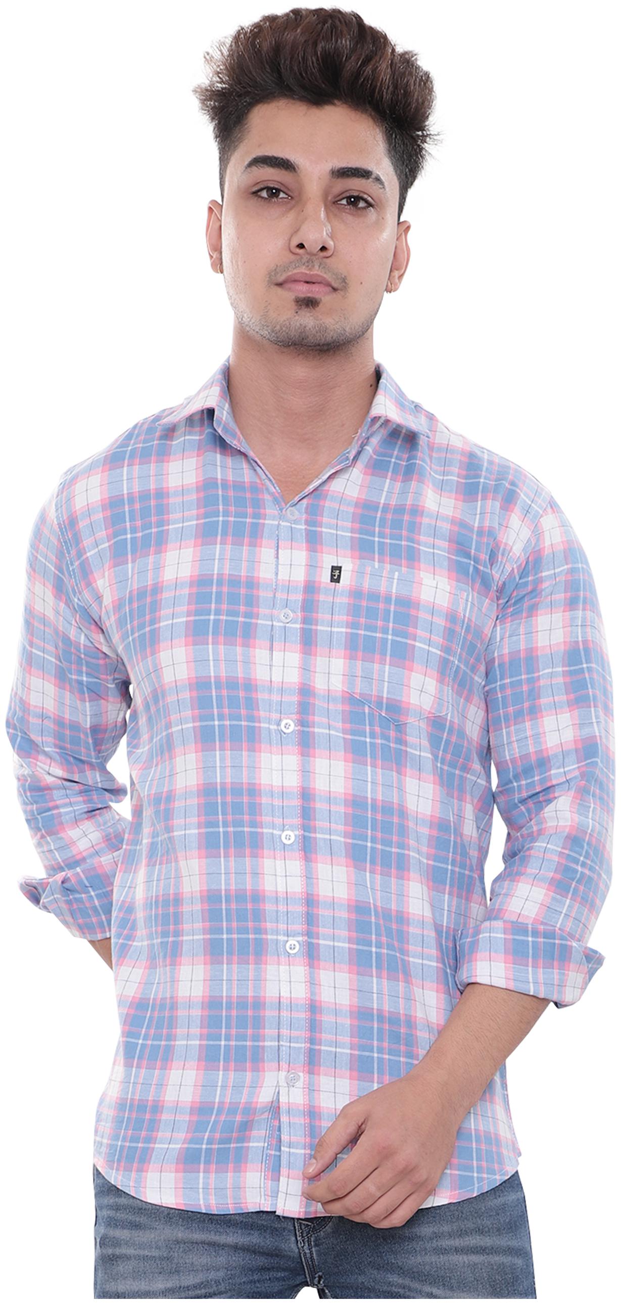 

LEVIZO Men Blue Checked Regular Fit Casual Shirt