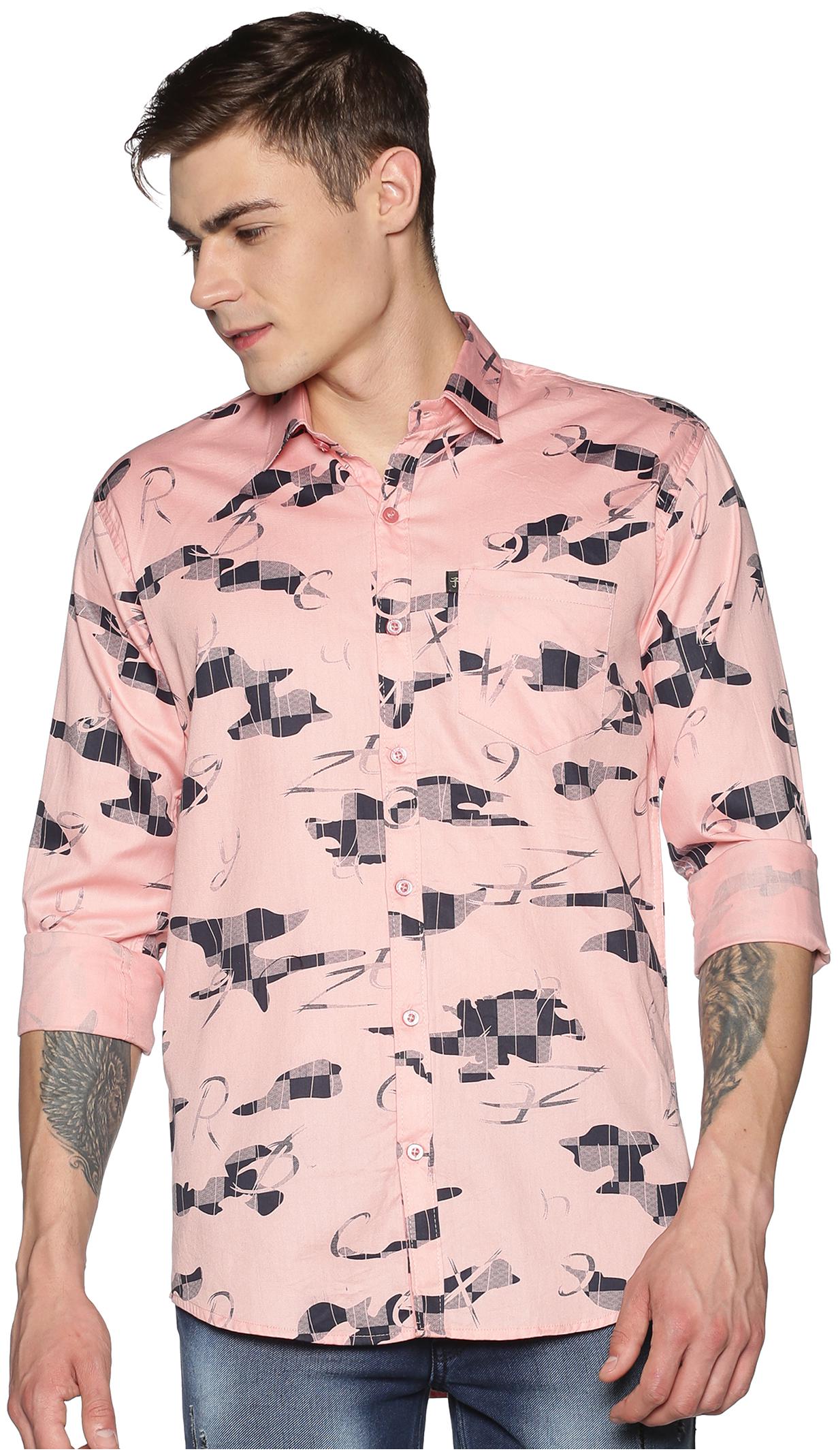 

LEVIZO Men Peach Printed Regular Fit Casual Shirt