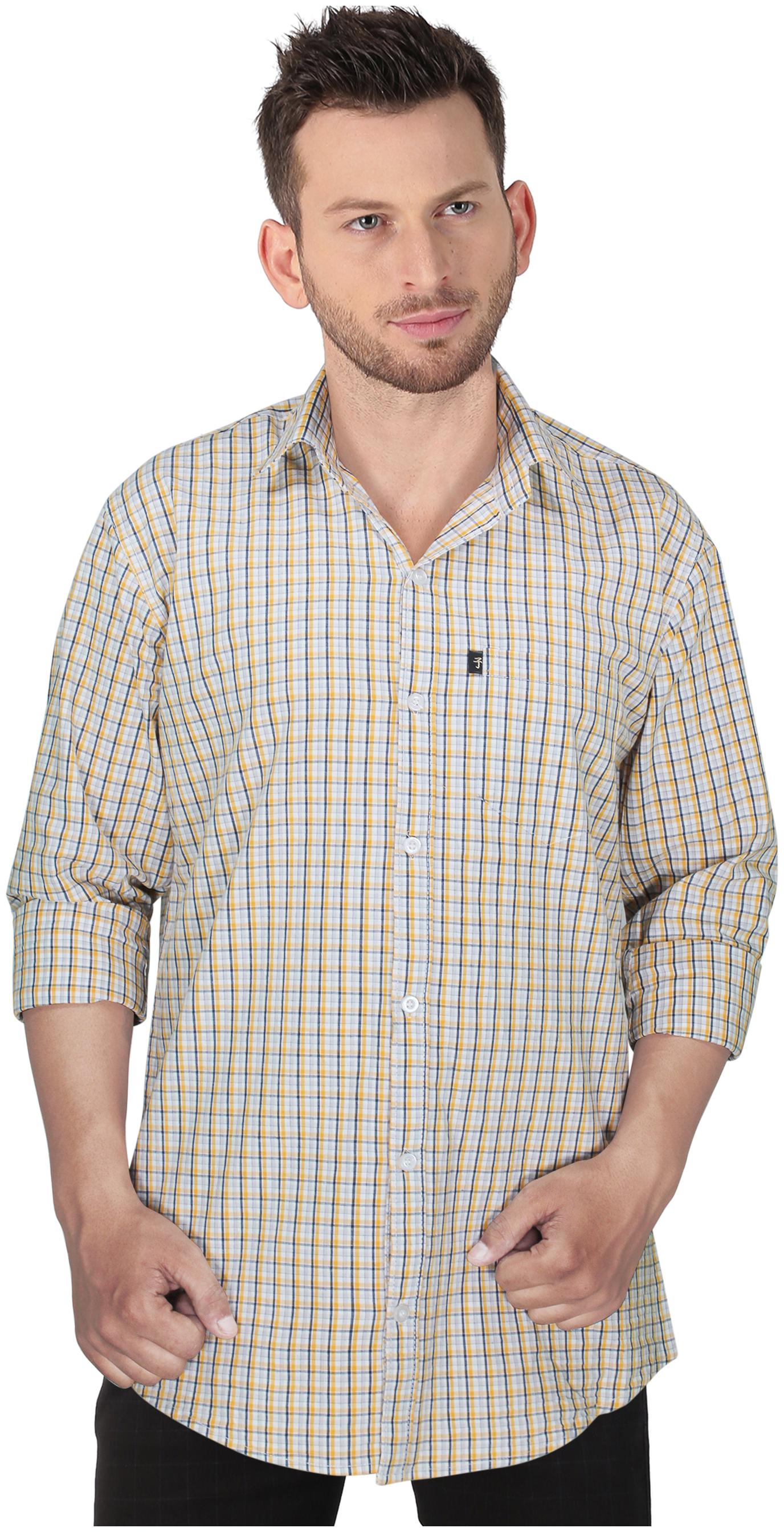 

LEVIZO Men Yellow Checked Regular Fit Casual Shirt