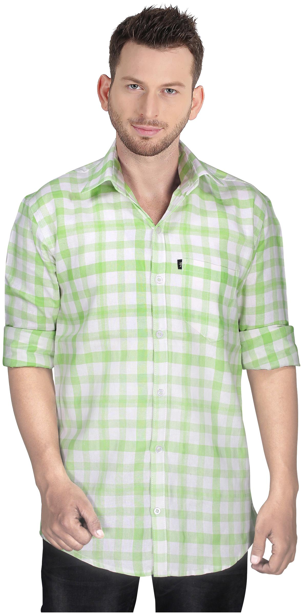 

LEVIZO Men Green Checked Regular Fit Casual Shirt