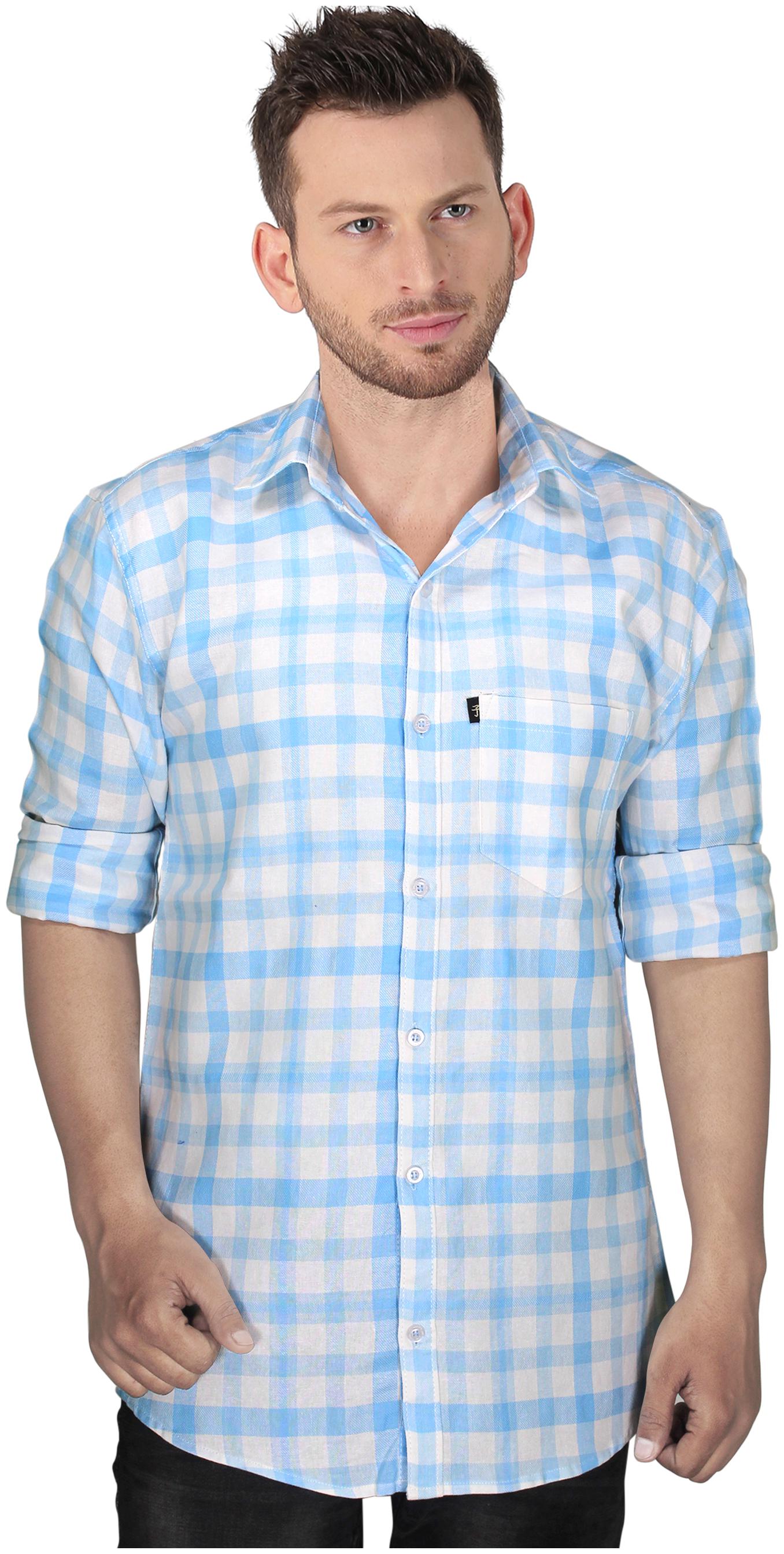 

LEVIZO Men Blue Checked Regular Fit Casual Shirt
