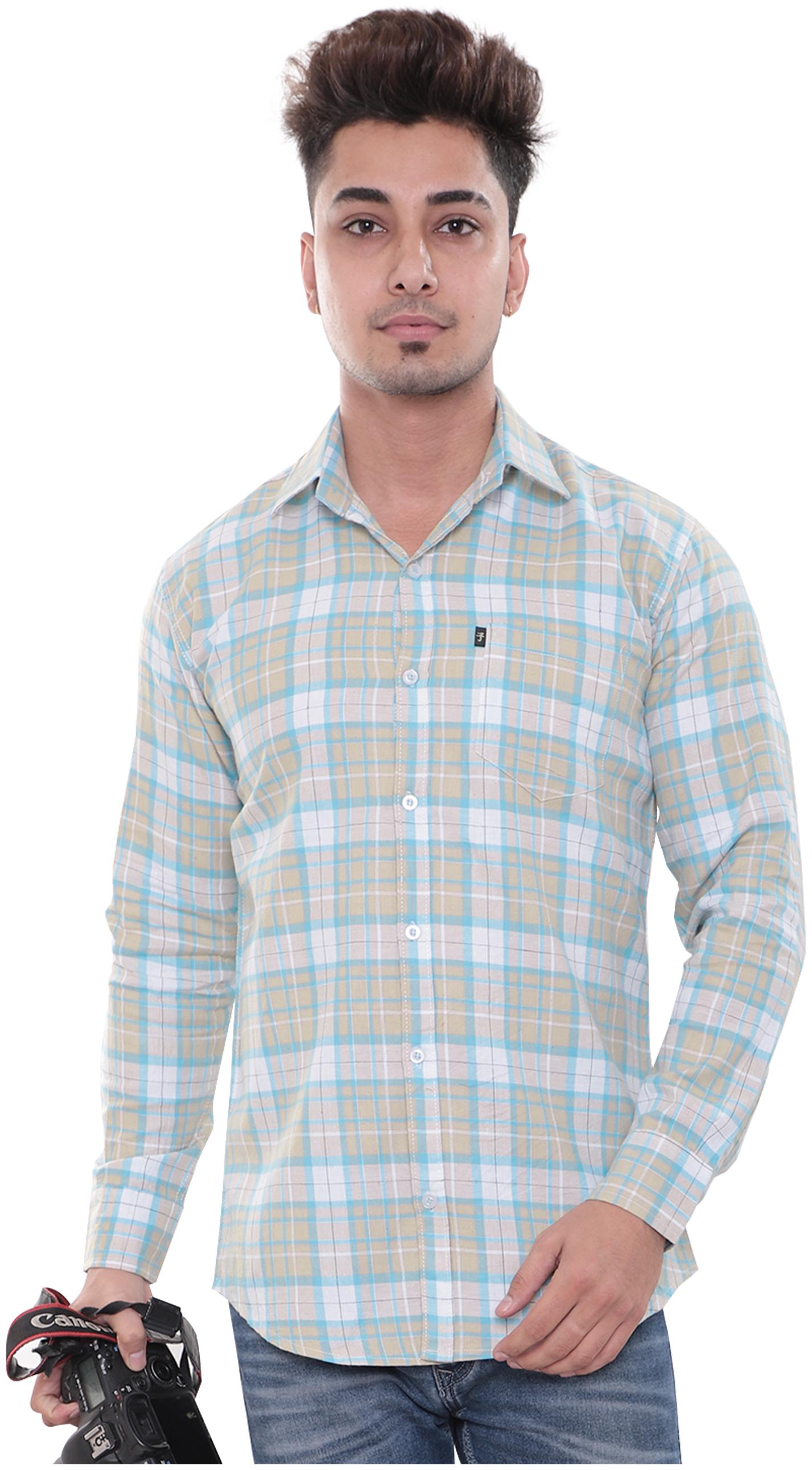 

LEVIZO Men Blue Checked Regular Fit Casual Shirt