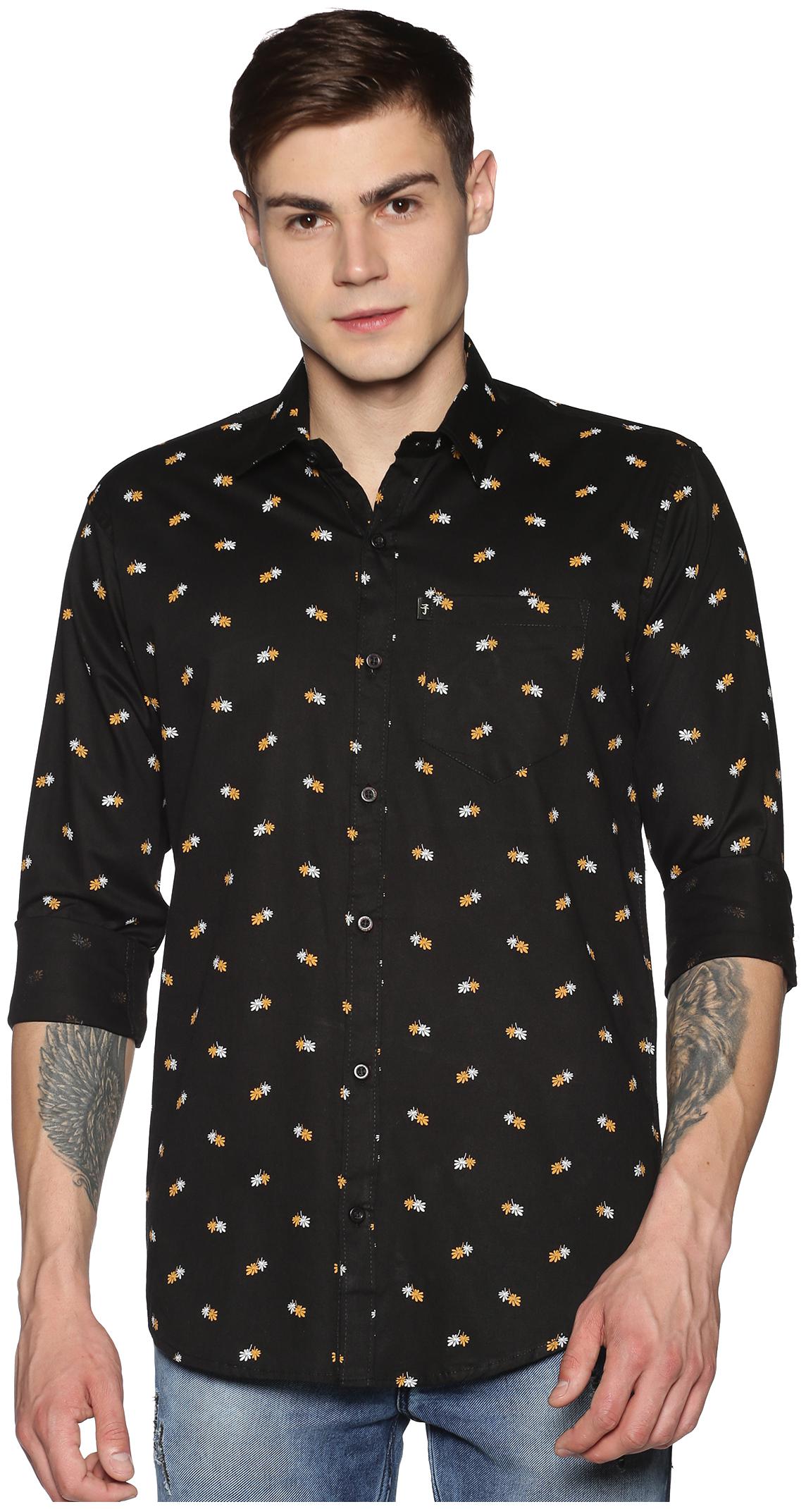 

LEVIZO Men Black Printed Regular Fit Casual Shirt