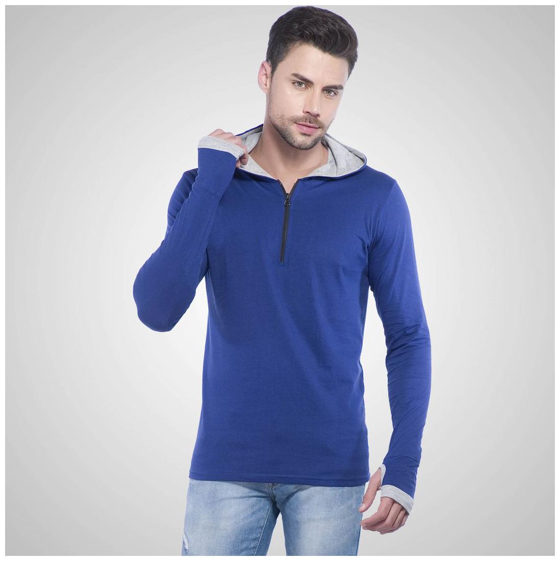 

LEWEL Men Blue Regular fit Cotton Hood T-Shirt - Pack Of 1