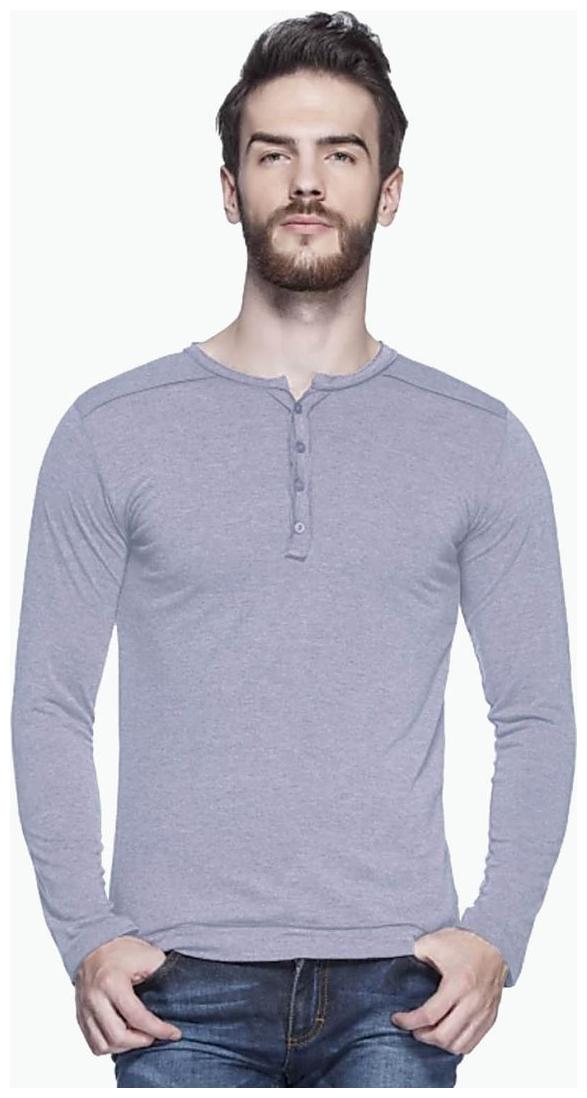 

LEWEL Men Grey Regular fit Cotton Henley neck T-Shirt - Pack Of 1