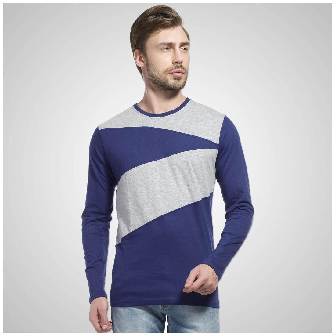 

LEWEL Men Grey Regular fit Cotton Round neck T-Shirt - Pack Of 1