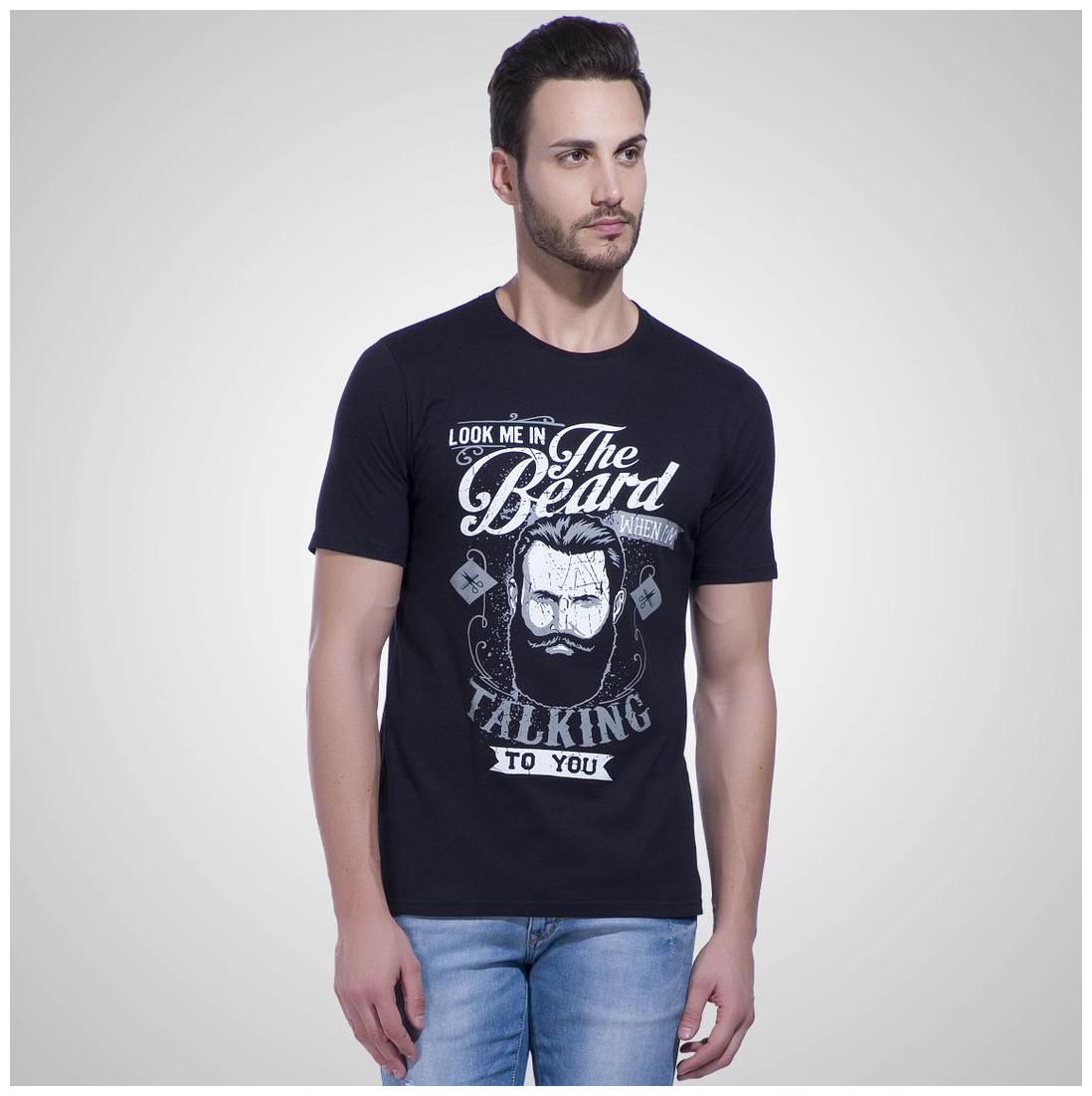 

LEWEL Men Black Regular fit Cotton Round neck T-Shirt - Pack Of 1