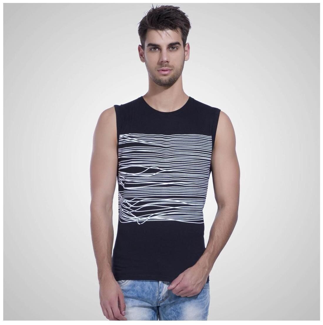 

LEWEL Men Black Regular fit Cotton Round neck T-Shirt - Pack Of 1