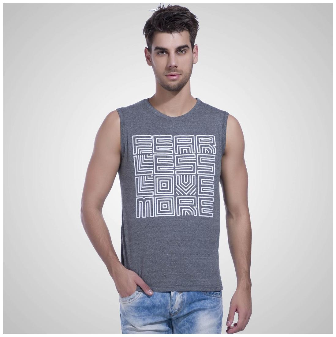

LEWEL Men Grey Regular fit Cotton Round neck T-Shirt - Pack Of 1