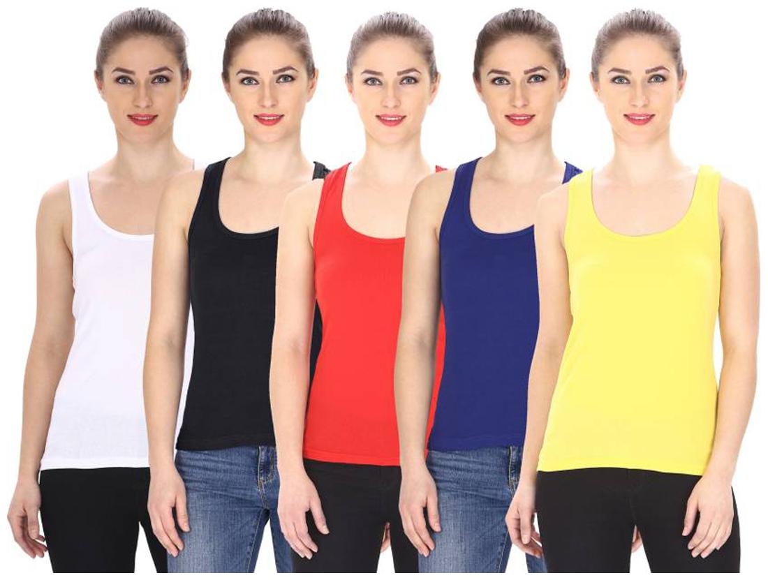 

LIAS Women Multi Regular fit U neck Cotton Tank top
