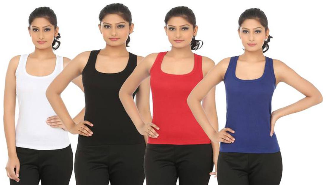 

LIAS Women Multi Regular fit U neck Cotton Tank top