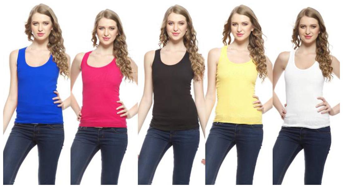 

LIAS Women Multi Regular fit U neck Cotton Tank top