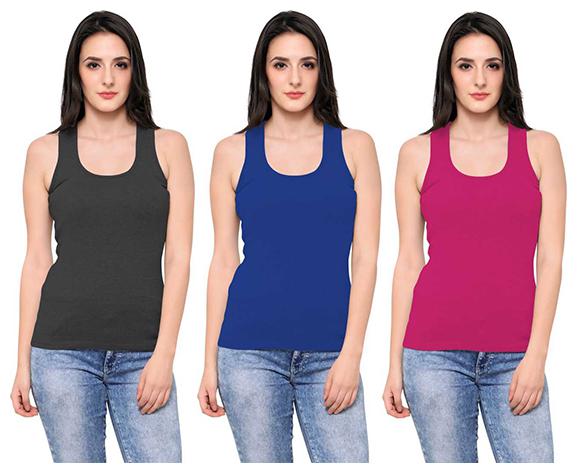 

LIAS Women Multi Regular fit U neck Cotton Tank top