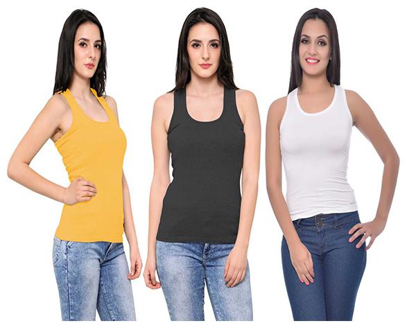 

LIAS Women Multi Regular fit U neck Cotton Tank top