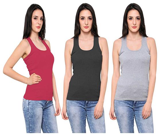 

LIAS Women Multi Regular fit U neck Cotton Tank top