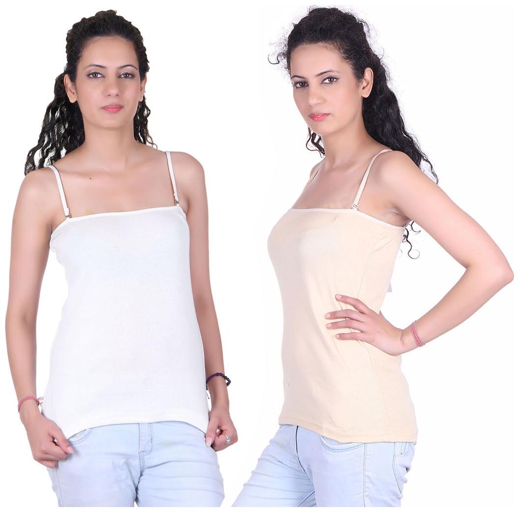

LIENZ White And Cream Cotton Pack Of 2 Camisole Slip
