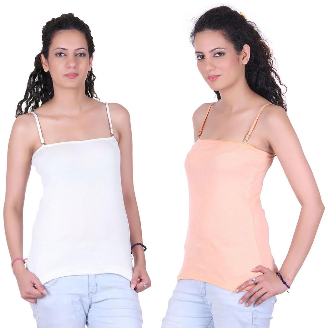 

LIENZ White And Pink Cotton Pack Of 2 Camisole Slip