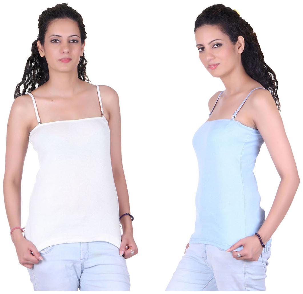 

LIENZ White And Green Cotton Pack Of 2 Camisole Slip