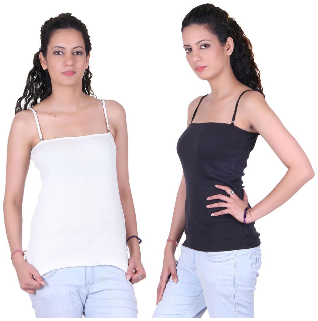 

LIENZ White And Black Cotton Pack Of 2 Camisole Slip