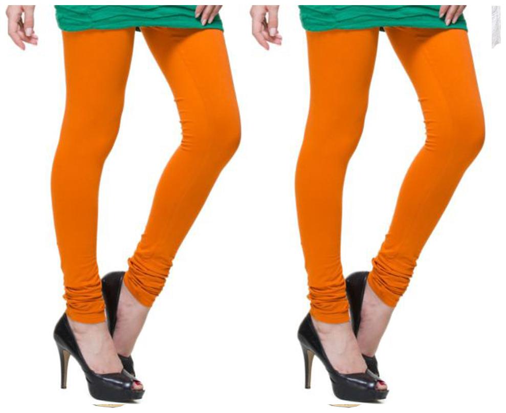 

Lienz Women Orange Cotton Lycrs Legging - Pack of 2