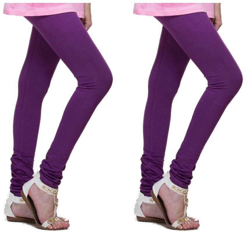 

Lienz Women Purple Cotton Lycrs Legging - Pack of 2