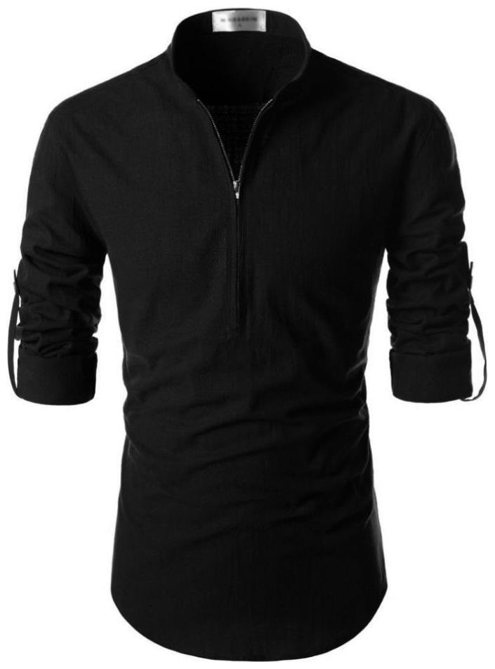 

LIFE ROADS Men Black Solid Slim Fit Casual Shirt