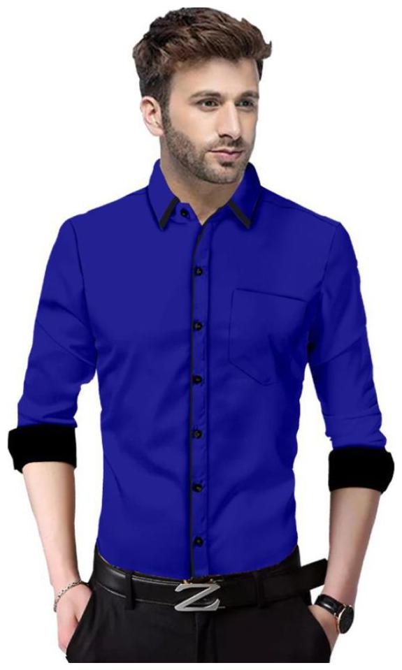 

LIFE ROADS Men Blue Solid Slim Fit Casual Shirt