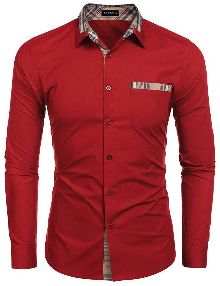 

LIFE ROADS Men Red Solid Slim Fit Casual Shirt