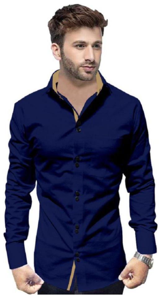 

LIFE ROADS Men Navy Blue Solid Slim Fit Casual Shirt