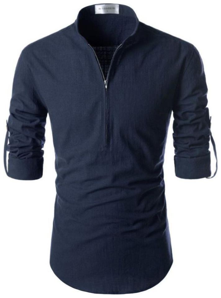 

LIFE ROADS Men Navy Blue Solid Slim Fit Casual Shirt