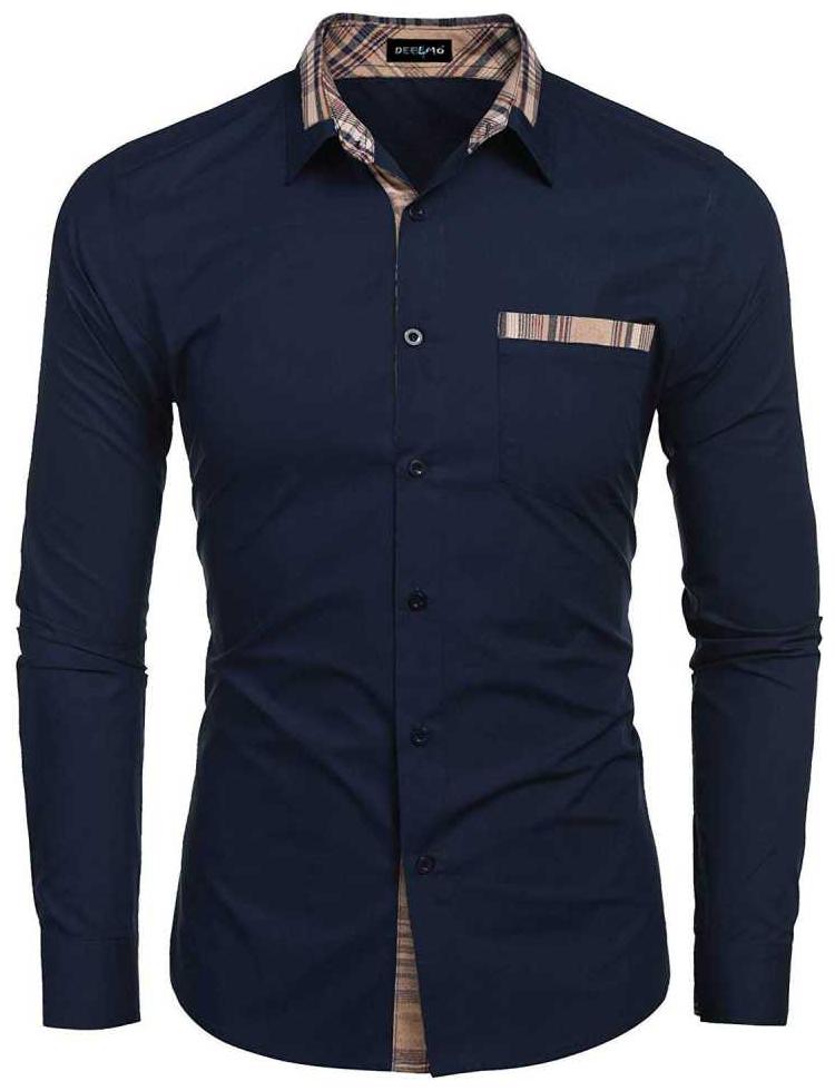 

LIFE ROADS Men Navy Blue Solid Slim Fit Casual Shirt