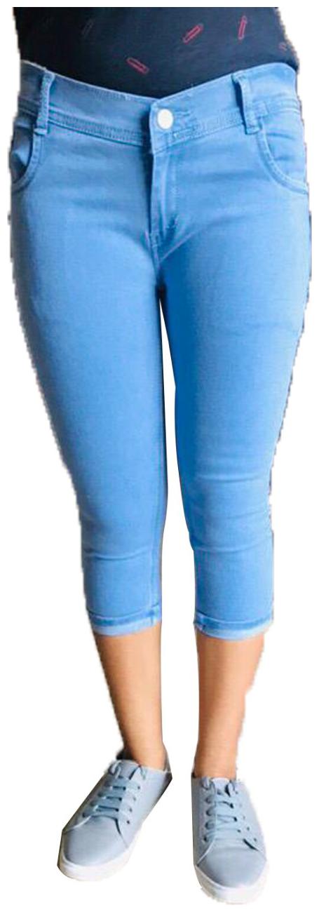 

XENCAT Women Solid Denim capri - Blue