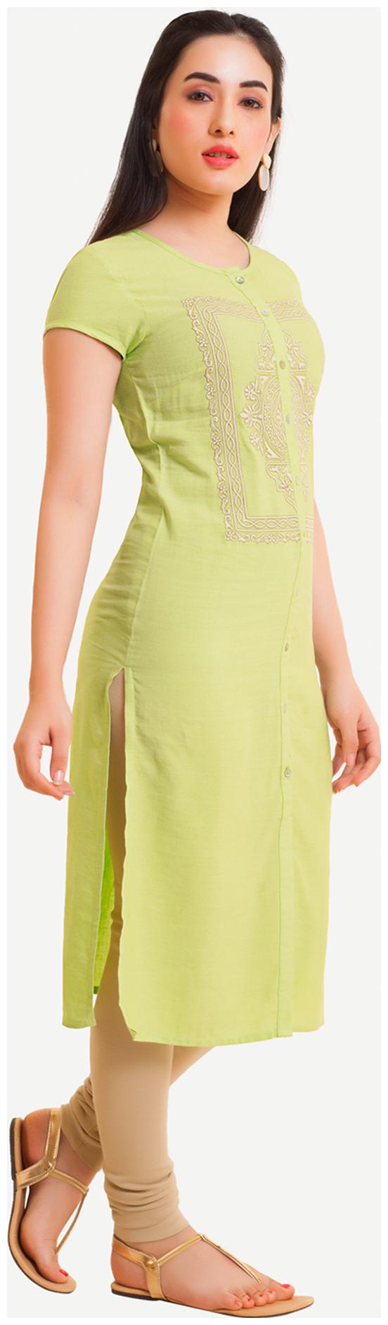

NAARI Women Green Embroidered Straight Kurti