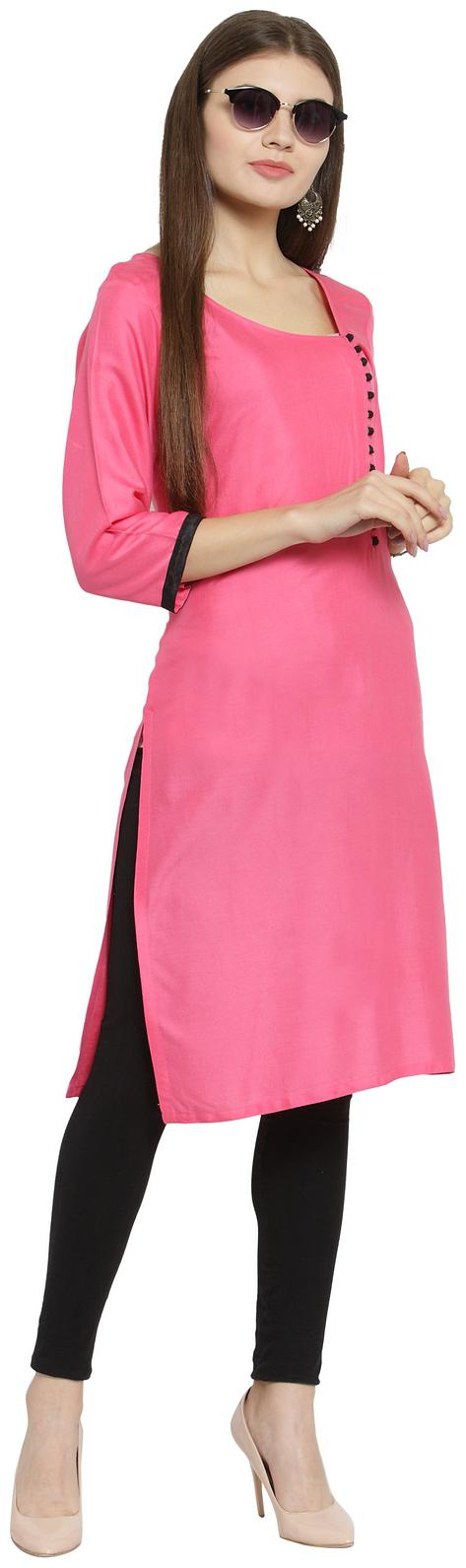 

Enchanted Drapes Women Pink Solid Regular Kurti