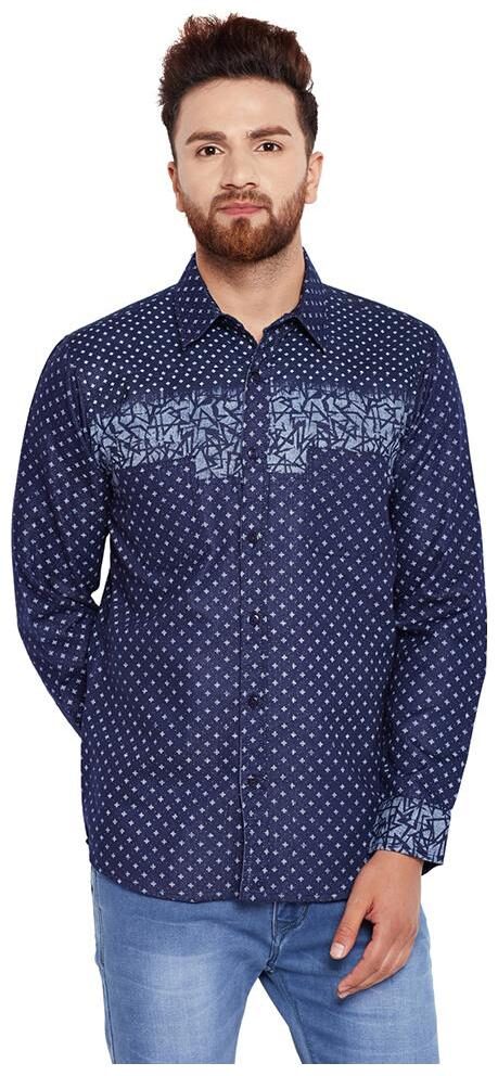 

OXOLLOXO Men Blue Printed Regular Fit Casual Shirt