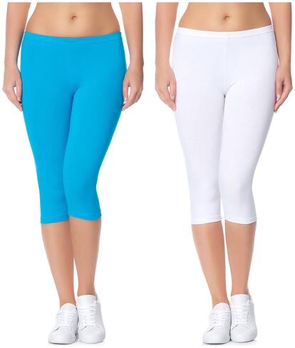 Lili Active Running Fit Workout Bio Wash 220 GSM Calf Length Capri Pack of 2