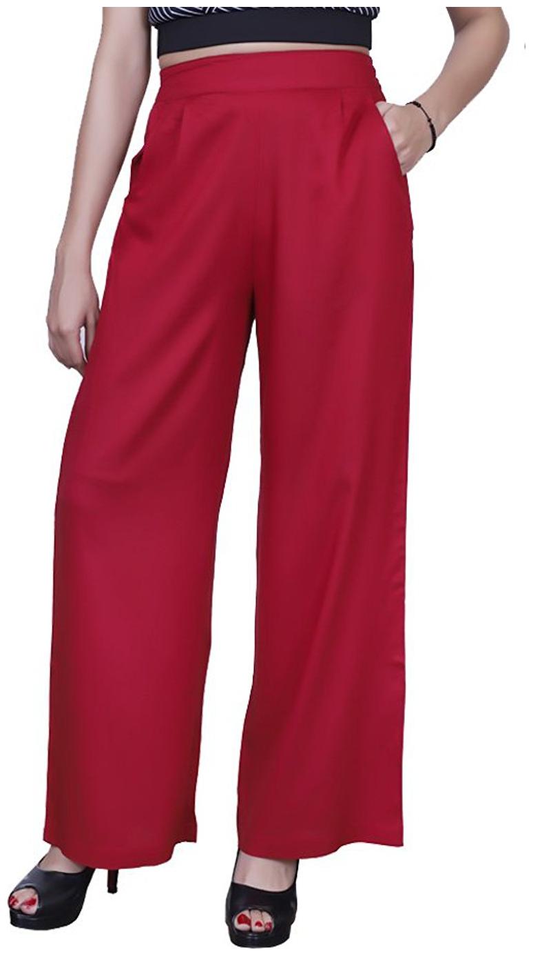 

Lili Plain Comfortable Stylish Casual Regular Fit Rayon Palazzo Pants