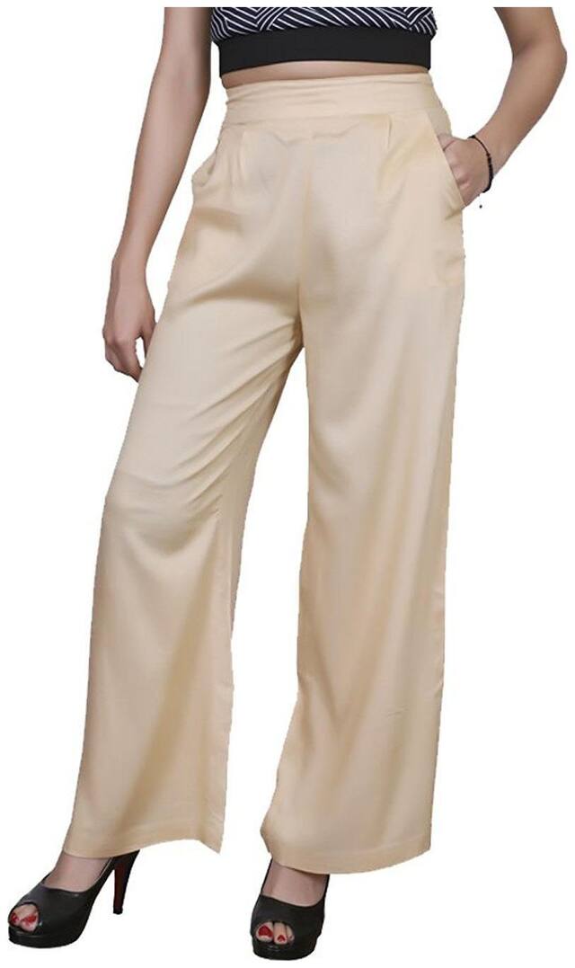 Lili Plain, Comfortable, Stylish, Casual, Regular Fit, Rayon Palazzo Pants