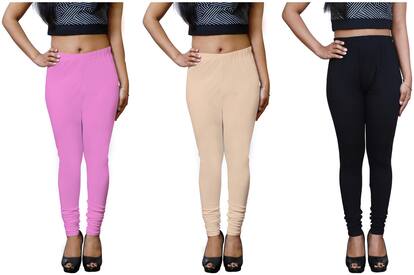 Lili Ultra Super Soft 220 GSM Stretch Bio Wash Long Length Leggings Regular Plus Size Pack of 3