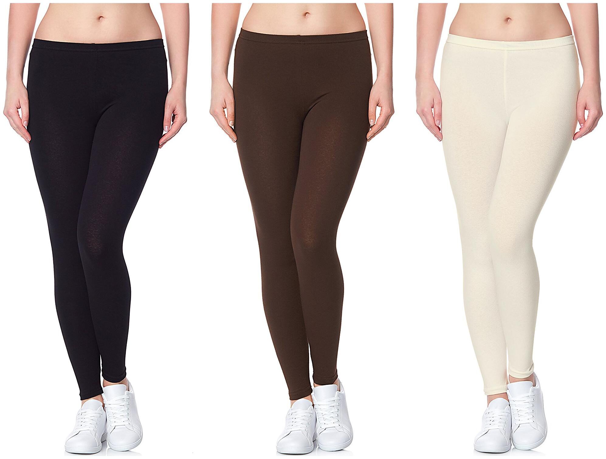 

Lili Ultra Super Soft 220 GSM Stretch Bio Wash Ankle Length Leggings Pack of 3