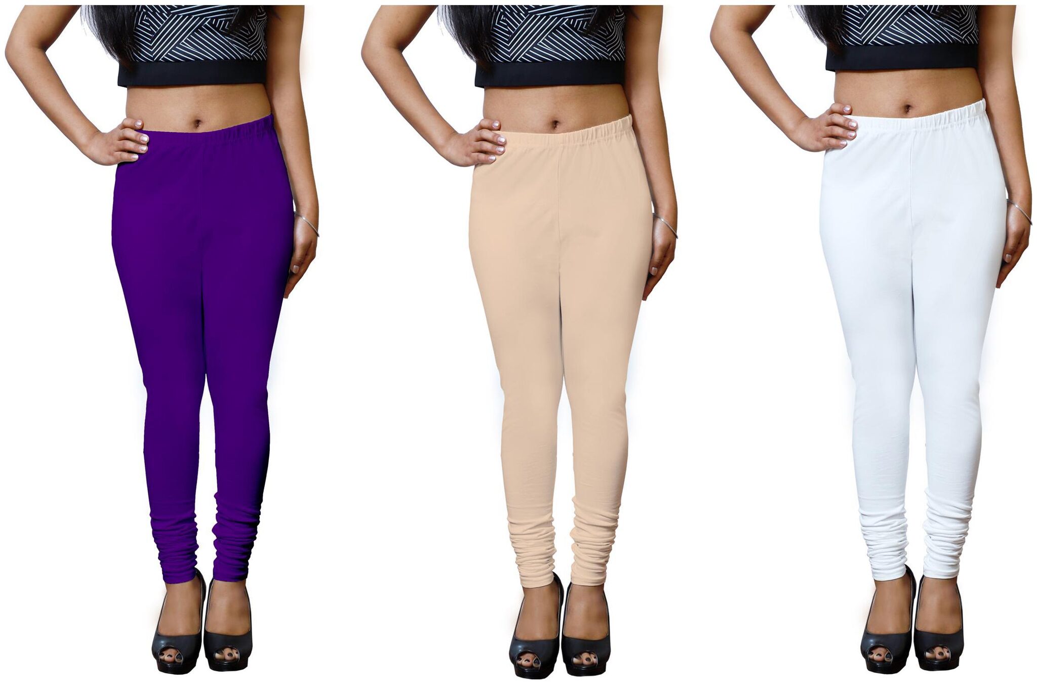 

Lili Ultra Super Soft 220 GSM Stretch Bio Wash Long Length Leggings Regular Plus Size Pack of 3