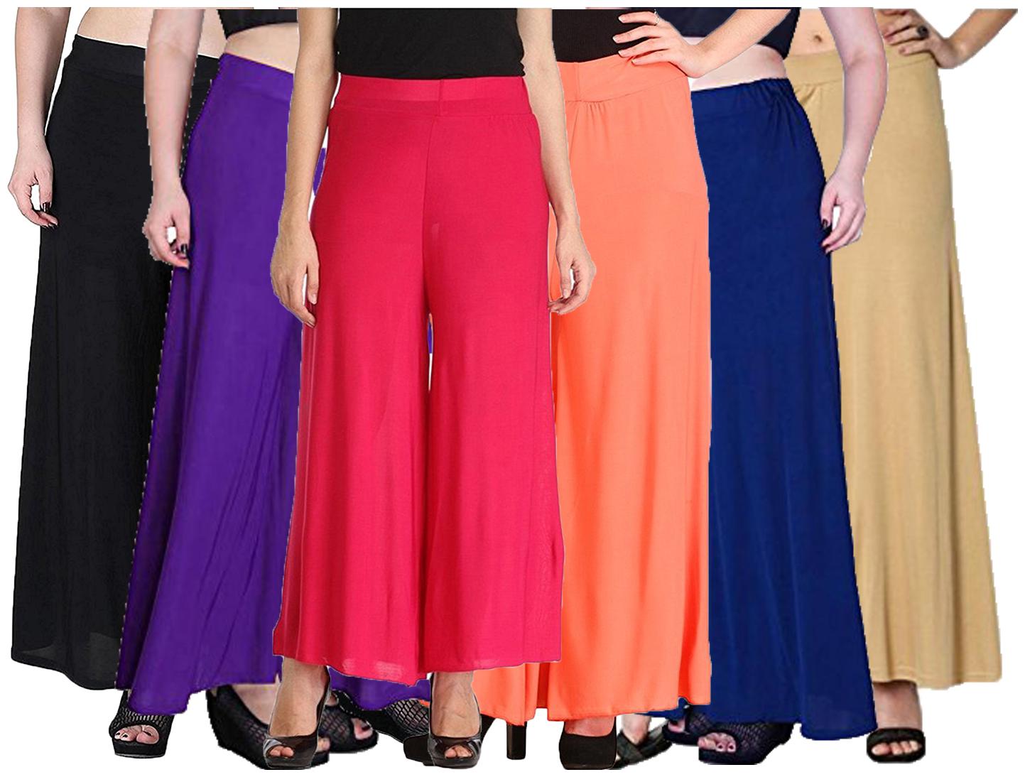 

Lili Women Malia Lycra Wide Leg Palazzo Pants Pack of 6 (Free Size)