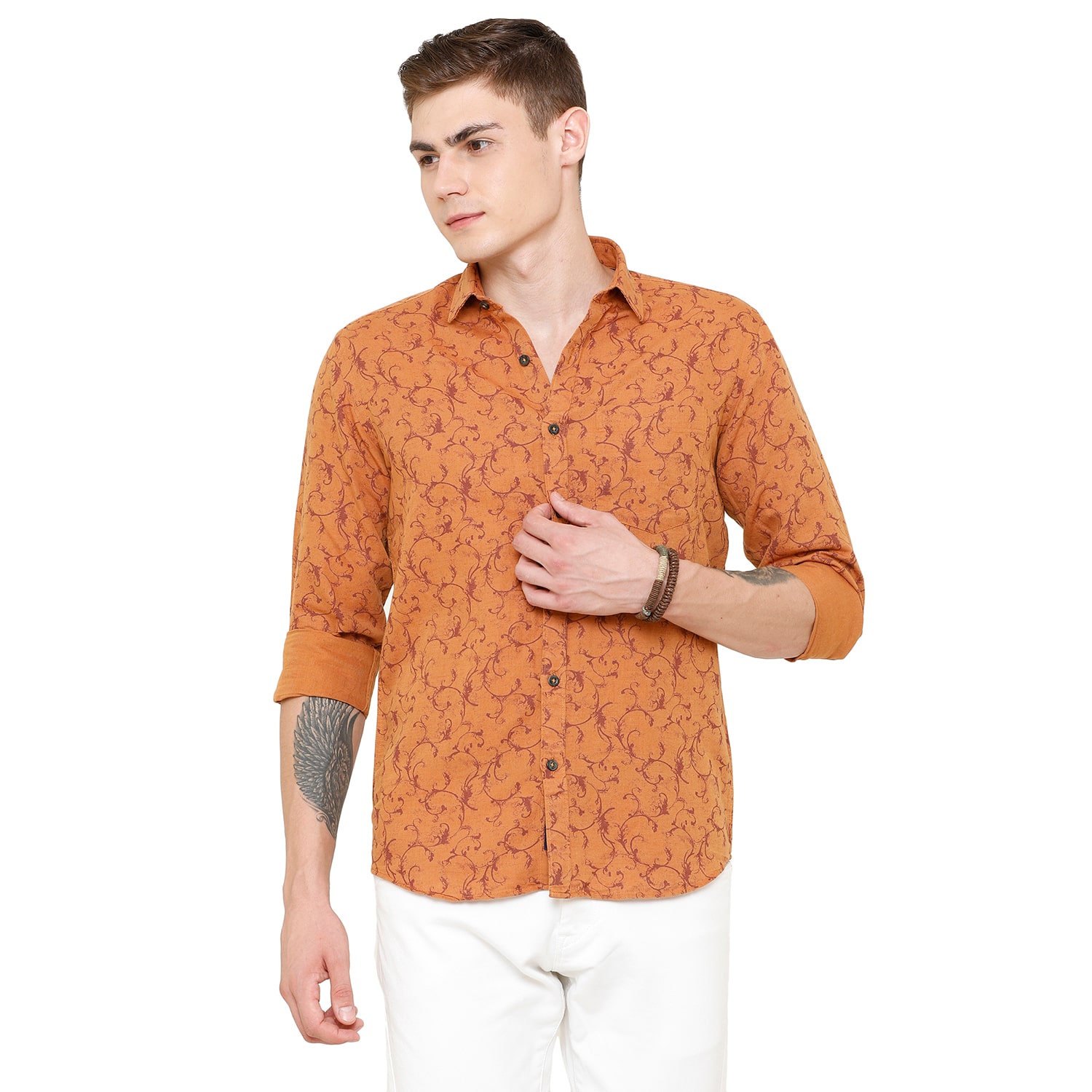 

Linen Club Men Brown Printed Regular Fit Casual Shirt