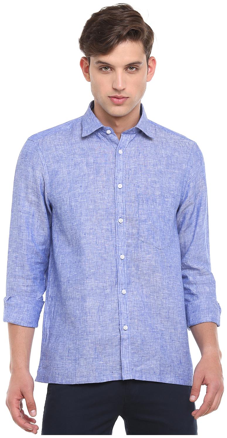 

Linen Club Men Blue Solid Regular Fit Casual Shirt