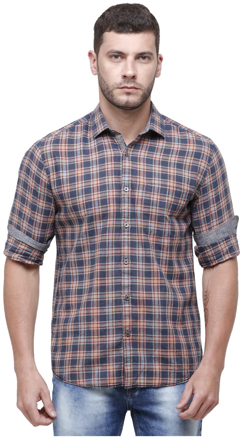 

Linen Club Men Blue Checked Regular Fit Casual Shirt