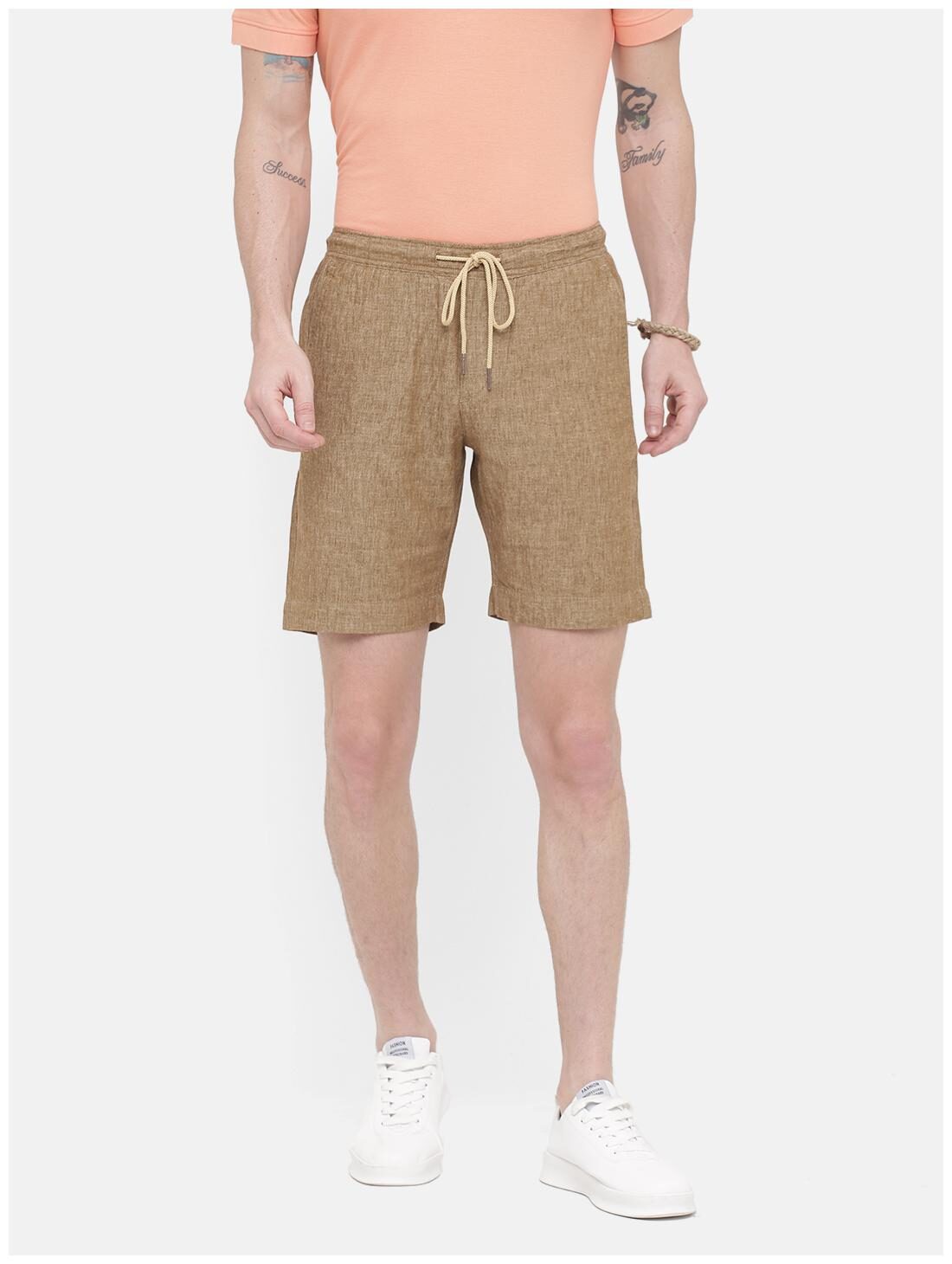 

Linen Club Men Brown Slim Fit Regular Shorts