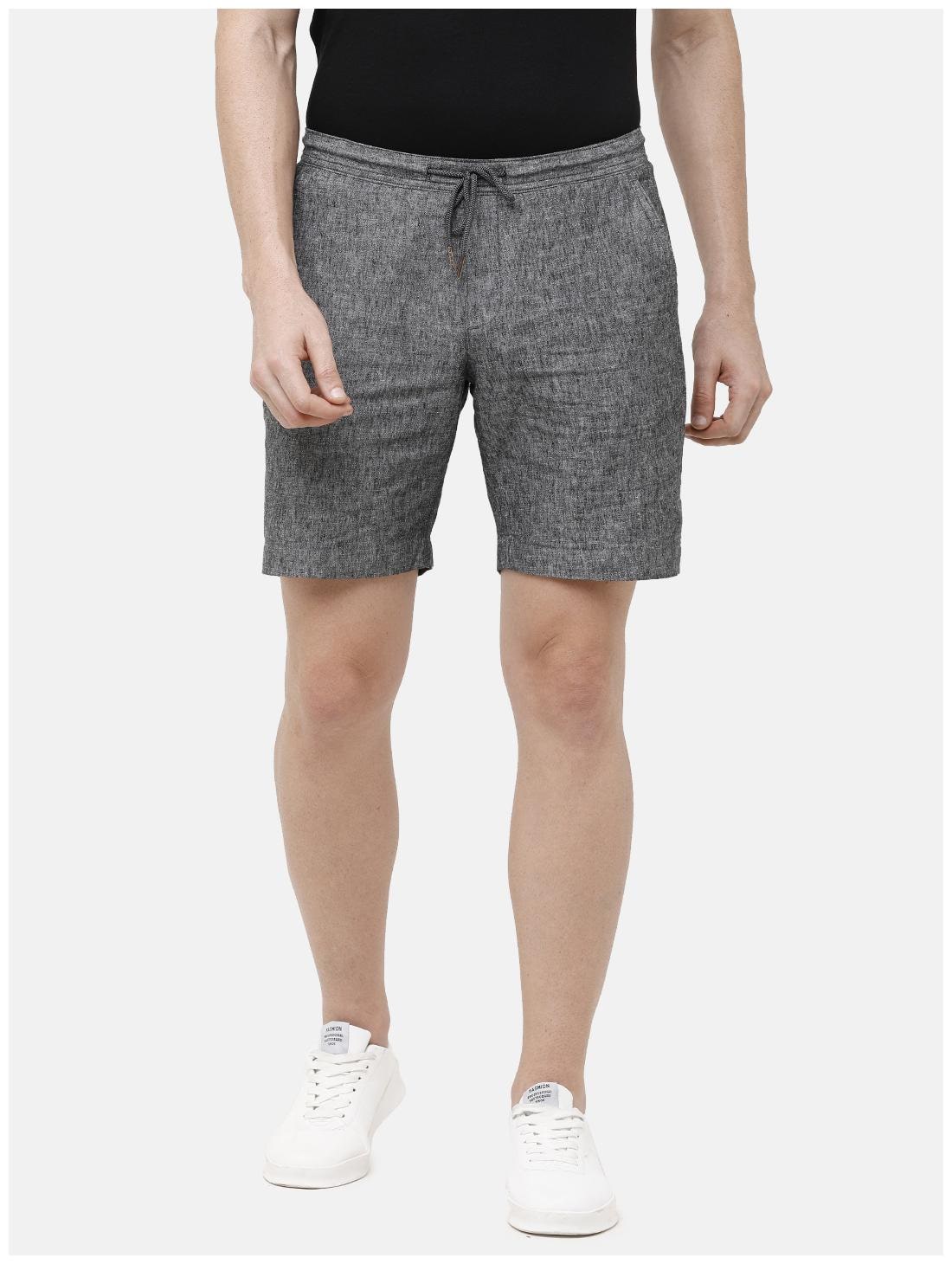 

Linen Club Men Grey Slim Fit Regular Shorts
