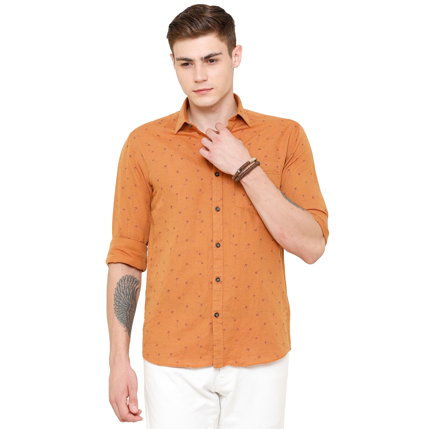 

Linen Club Men Brown Printed Regular Fit Casual Shirt
