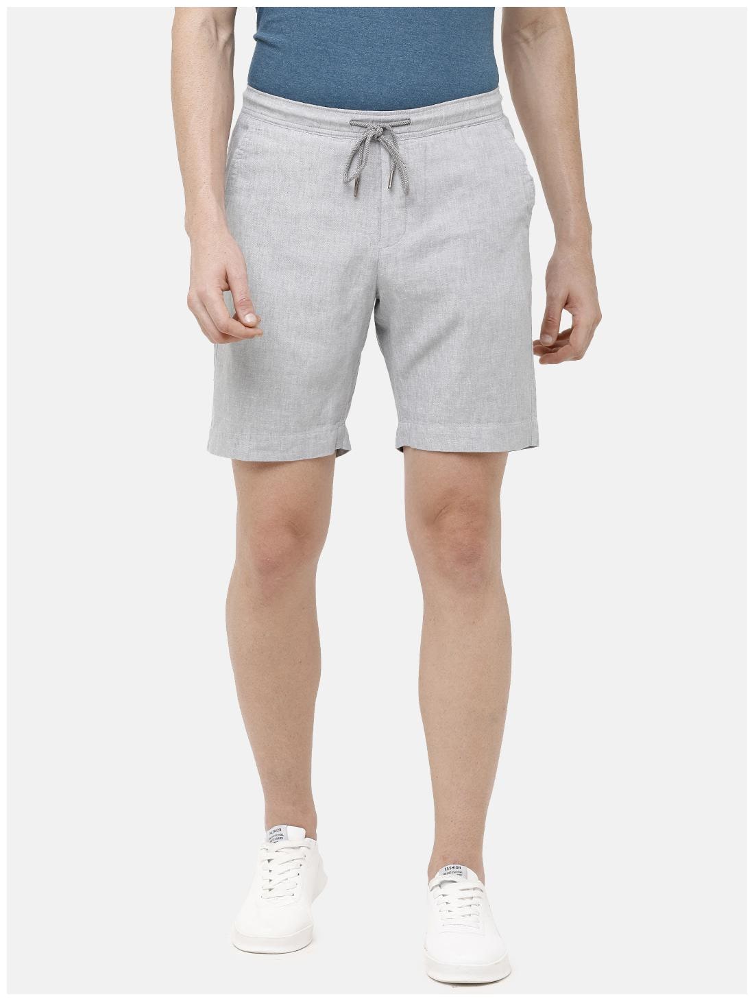 

Linen Club Men Grey Slim Fit Regular Shorts